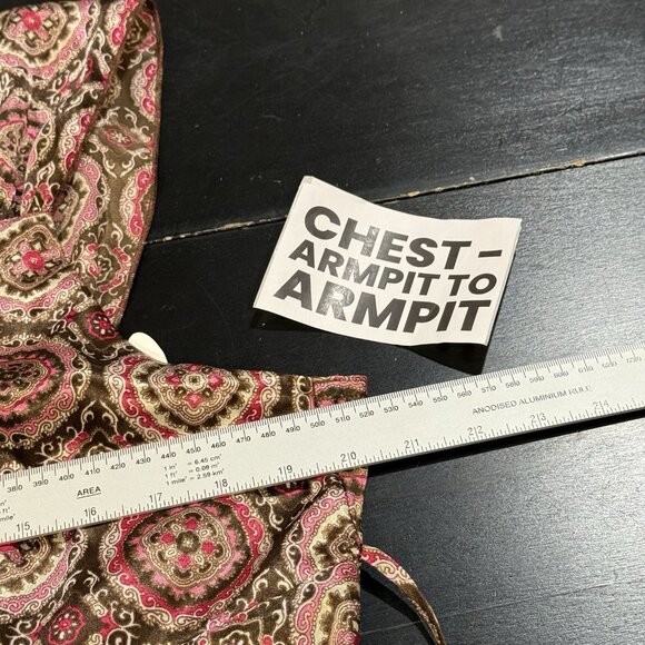 NWT VTG Y2K Self Esteem Babydoll Brown Pink Top Fairy Medallion Womens Size 1X - Picture 9 of 10